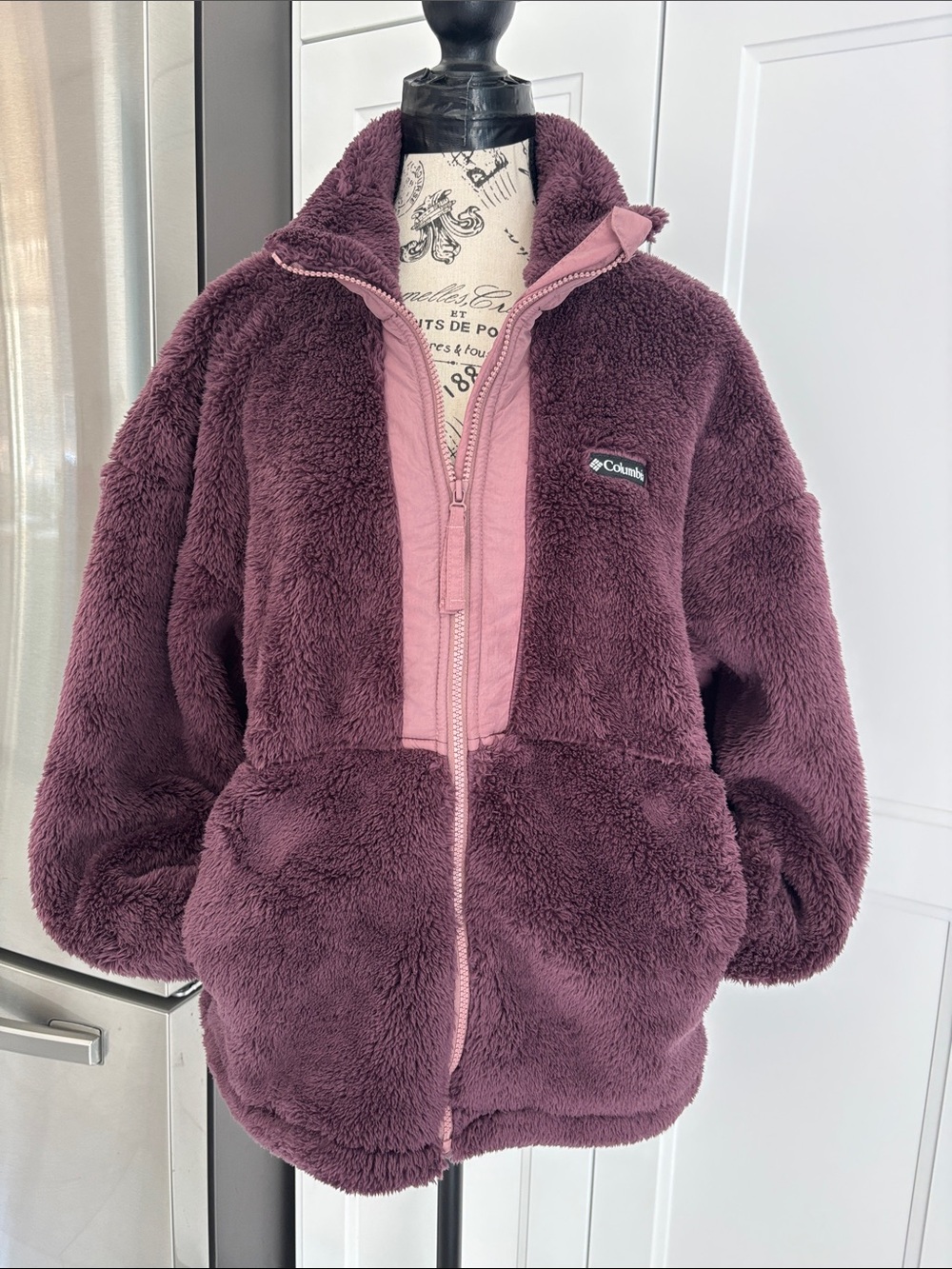 Columbia Kids Plush Puffer Jacket in Plum and Dusty Rose